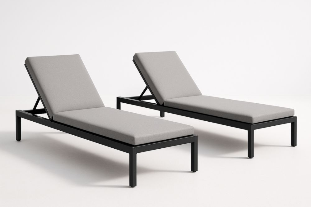 Set di 2 lettini prendisole in alluminio e tessuto grigio-Lightanivo