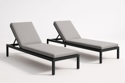 Set di 2 lettini prendisole in alluminio e tessuto grigio-Lightanivo