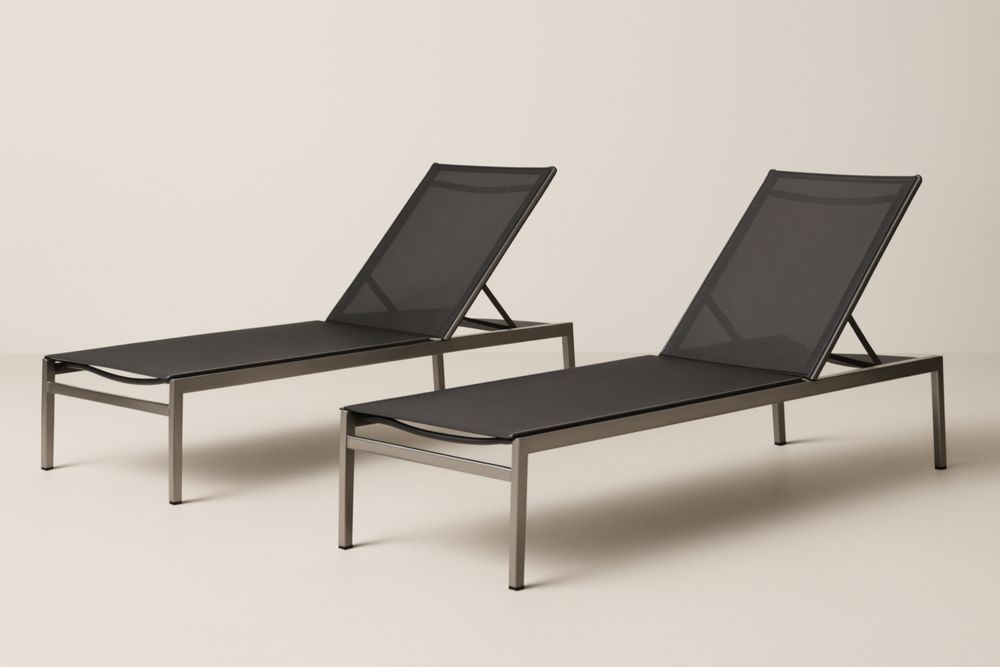 Set di 2 Lettini Prendisole in Alluminio e Poliestere Nero-Lightanivo