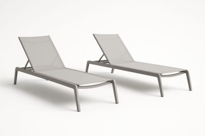 Set di 2 Sdraio da Giardino in Alluminio e Rete Sintetica Grigio-Lightanivo