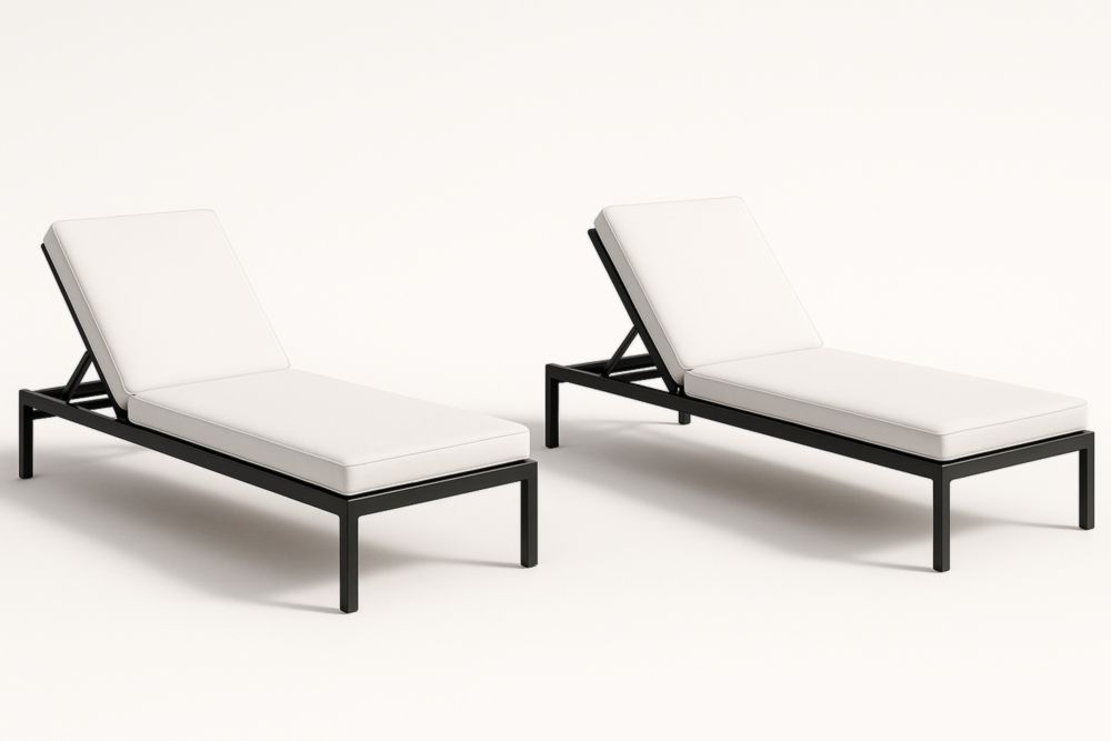 Set di Lettini Prendisole in Alluminio con Cuscino Bianco-Lightanivo