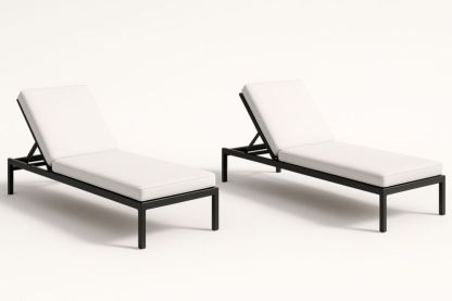 Set di Lettini Prendisole in Alluminio con Cuscino Bianco-Lightanivo