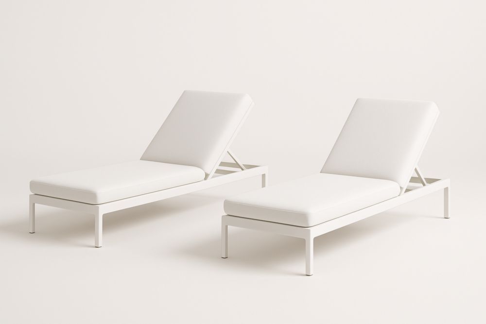 Set di 2 Lettini Prendisole in Alluminio Bianco con Cuscini in Poliestere-Lightanivo