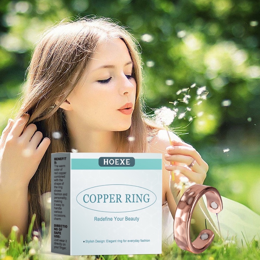 Hoexe Copper Wave Ring – Stylish and Elegant Accessory, Unique Trendy Minimalist Versatile Ring