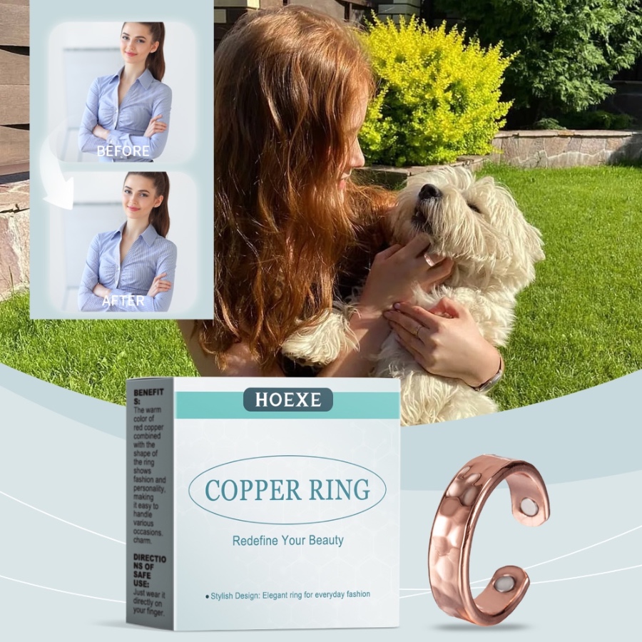 Hoexe Copper Wave Ring – Stylish and Elegant Accessory, Unique Trendy Minimalist Versatile Ring