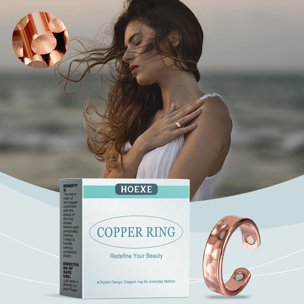 Hoexe Copper Wave Ring – Stylish and Elegant Accessory, Unique Trendy Minimalist Versatile Ring