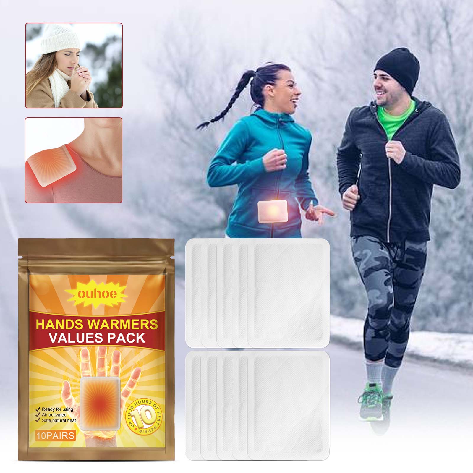 OUHOE Hand Warmer – Portable Disposable Self-Heating Patch for Winter