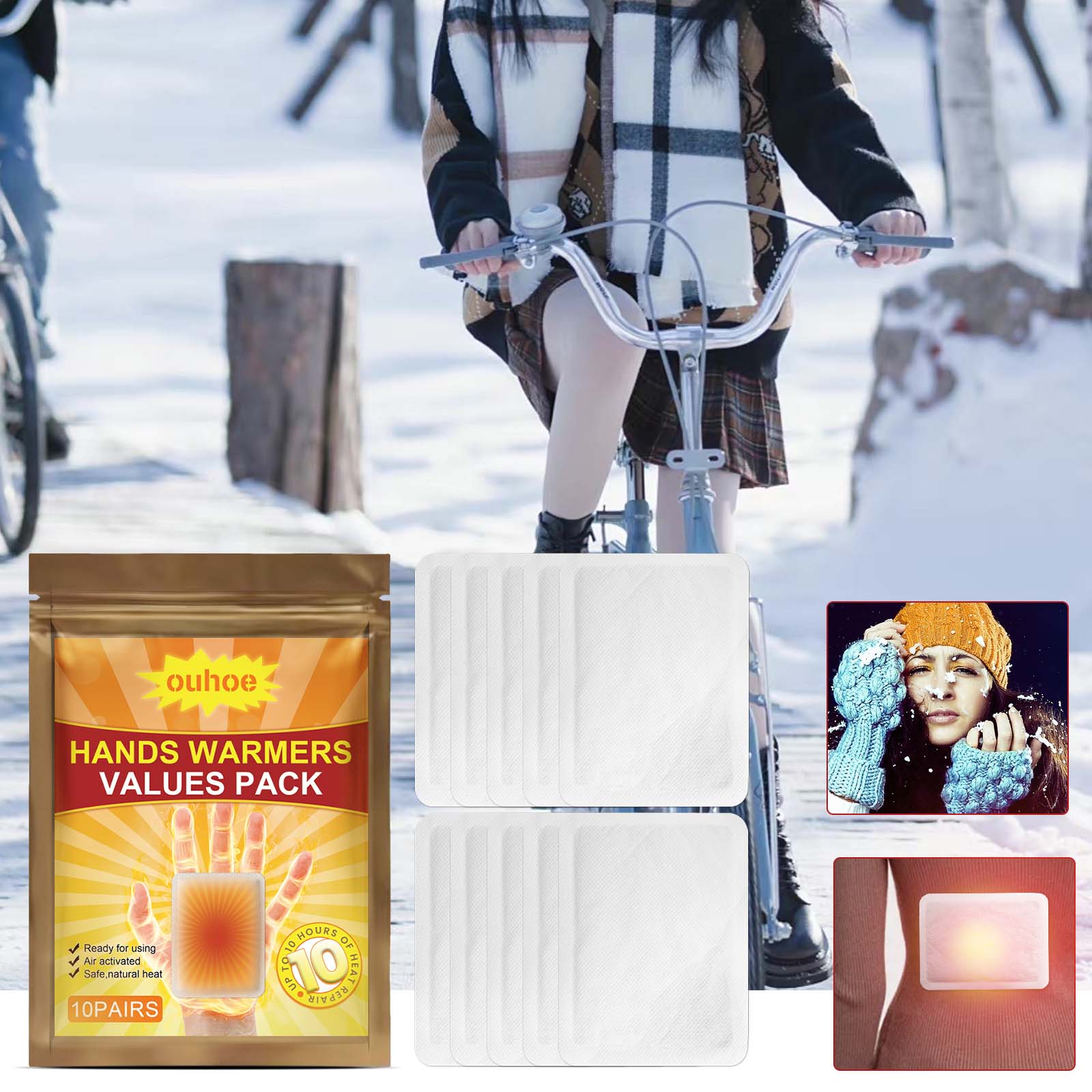 OUHOE Hand Warmer – Portable Disposable Self-Heating Patch for Winter