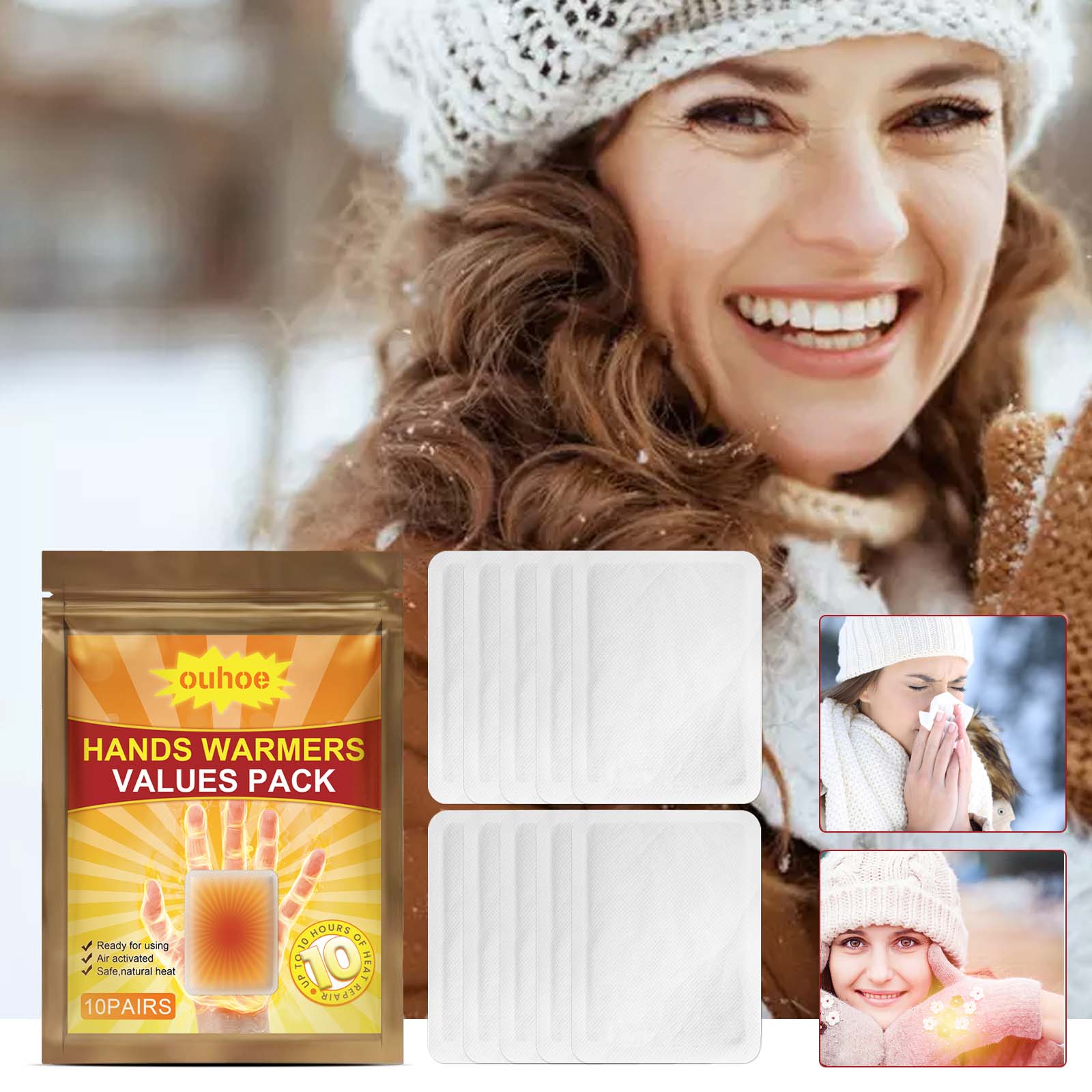OUHOE Hand Warmer – Portable Disposable Self-Heating Patch for Winter