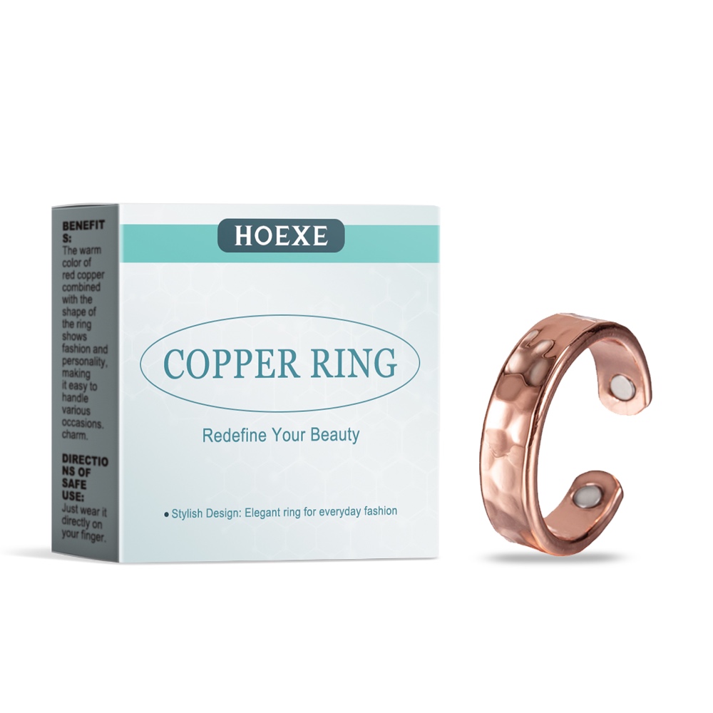 Hoexe Copper Wave Ring – Stylish and Elegant Accessory, Unique Trendy Minimalist Versatile Ring