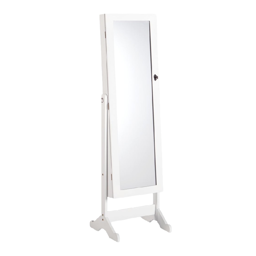 Espejo de pie con armario joyero integrado color blanco-brianpetty.shop