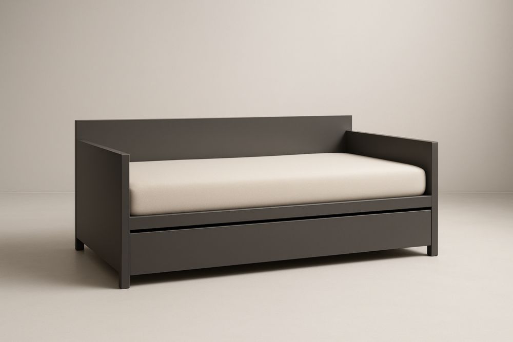 Letto Divano in Legno Massello Antracite con Materasso