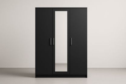 Armadio a Tre Ante Nero con Specchio