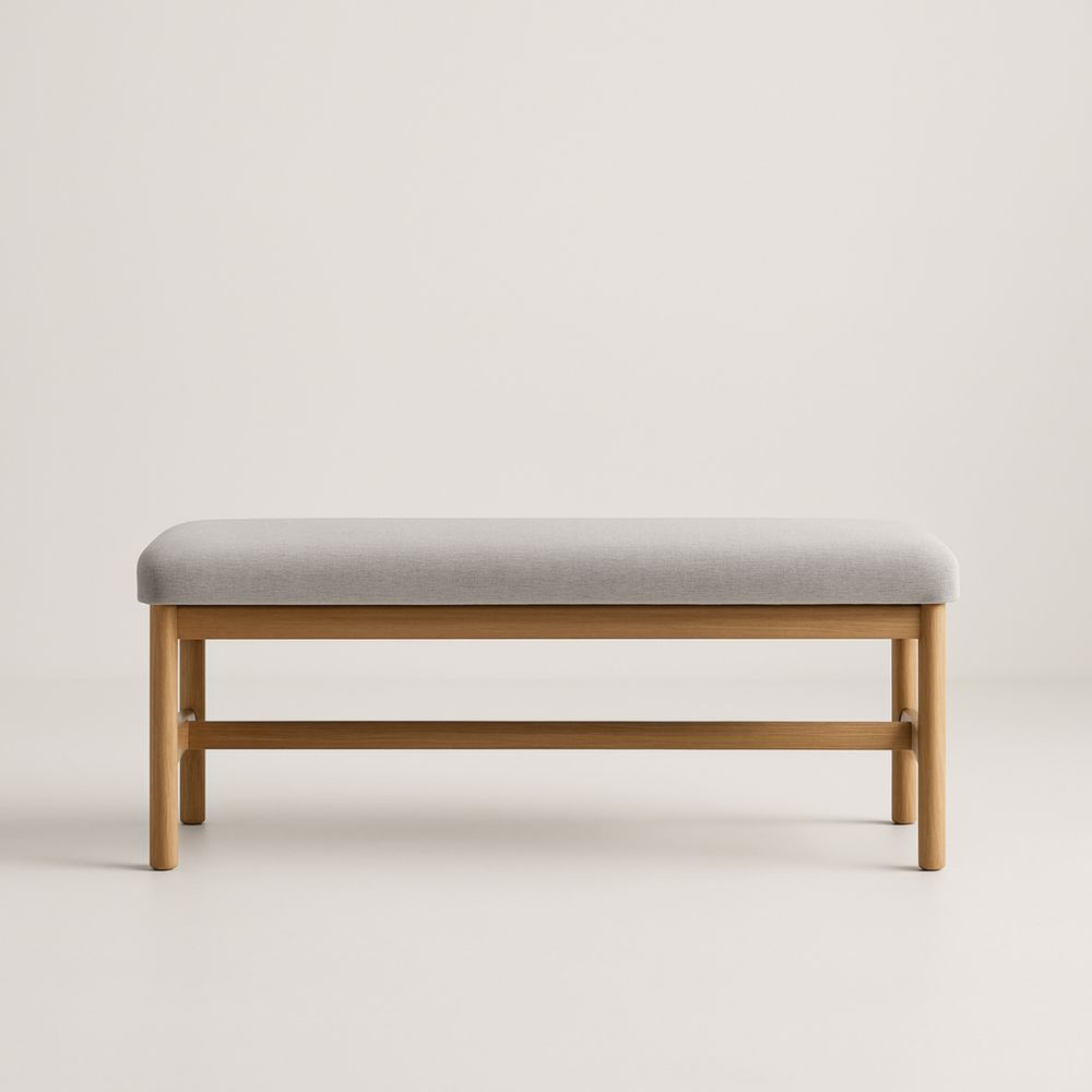 Panca in legno e tessuto grigio 120x45x40 cm