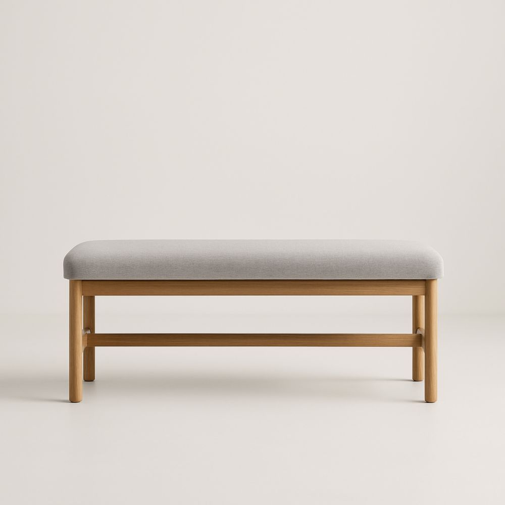 Panca in legno e tessuto grigio 120x45x40 cm