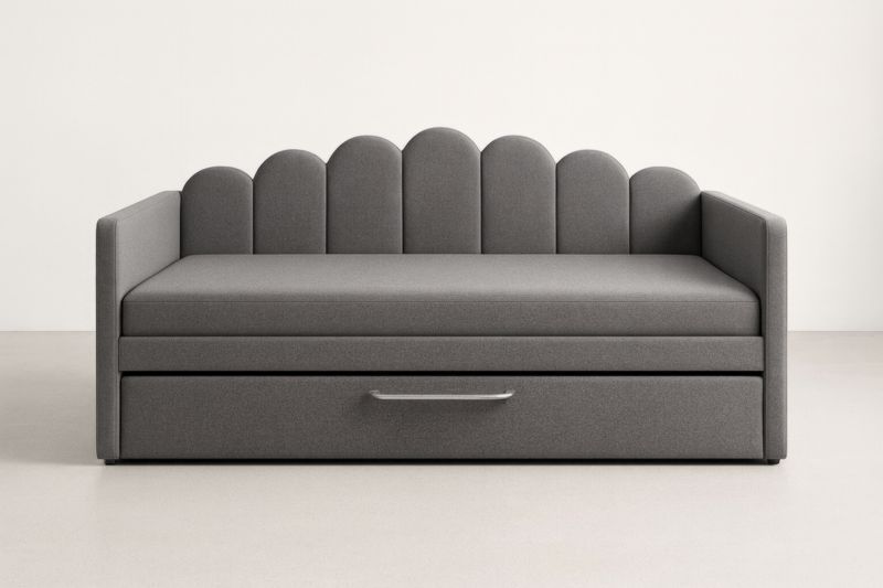 Letto da Giorno Contenitore in Tessuto Poliestere Grigio