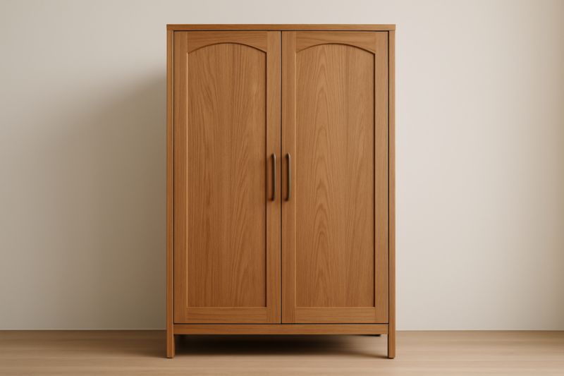 Armadio in Legno Massello a Due Ante Marrone 100x50x180 cm