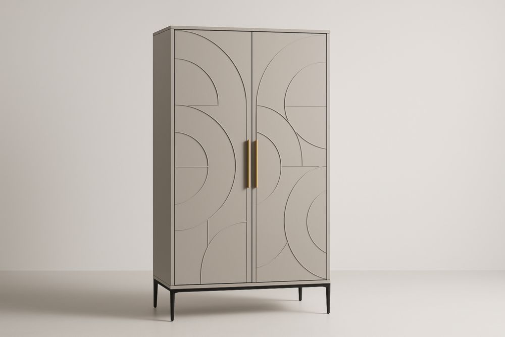 Armadio in MDF Grigio con Motivi Geometrici 100x50x200 cm