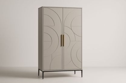 Armadio in MDF Grigio con Motivi Geometrici 100x50x200 cm