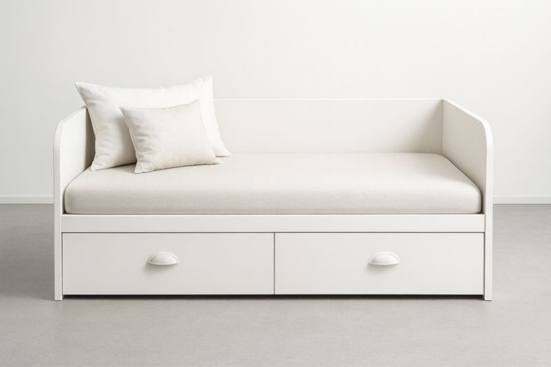 Letto da Giorno con Cassetti in MDF Bianco 200x90 cm(Lu×L)