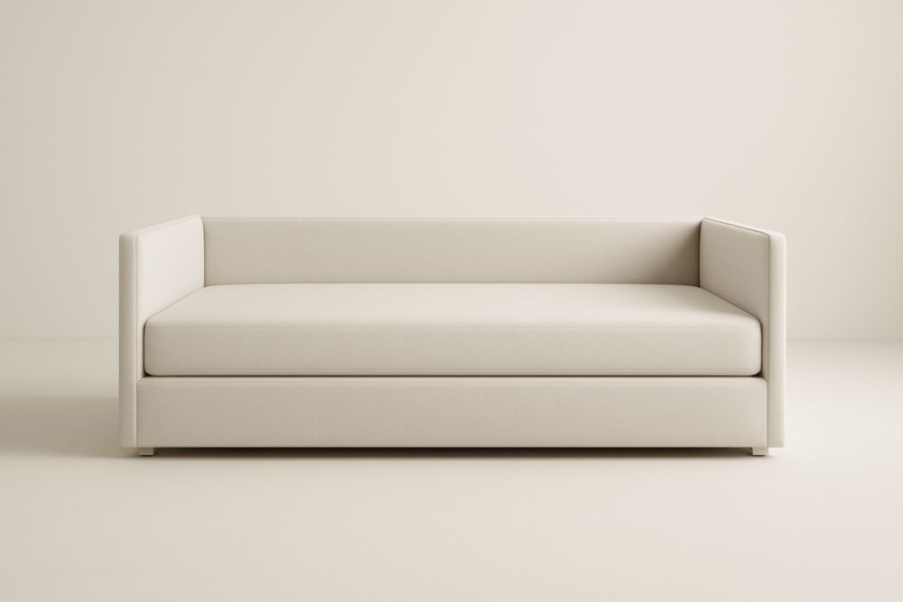 Letto da giorno in tessuto poliestere beige 200x80x75 cm Materasso incluso