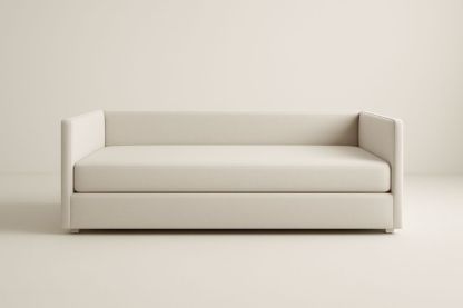 Letto da giorno in tessuto poliestere beige 200x80x75 cm Materasso incluso