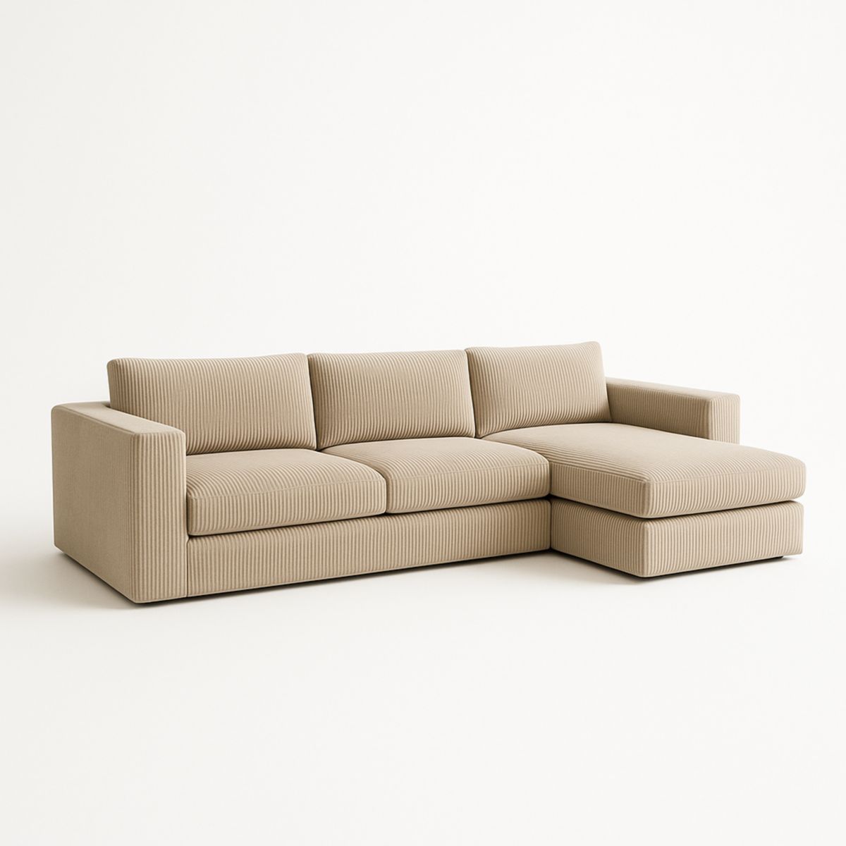 Canapé d'angle en tissu beige