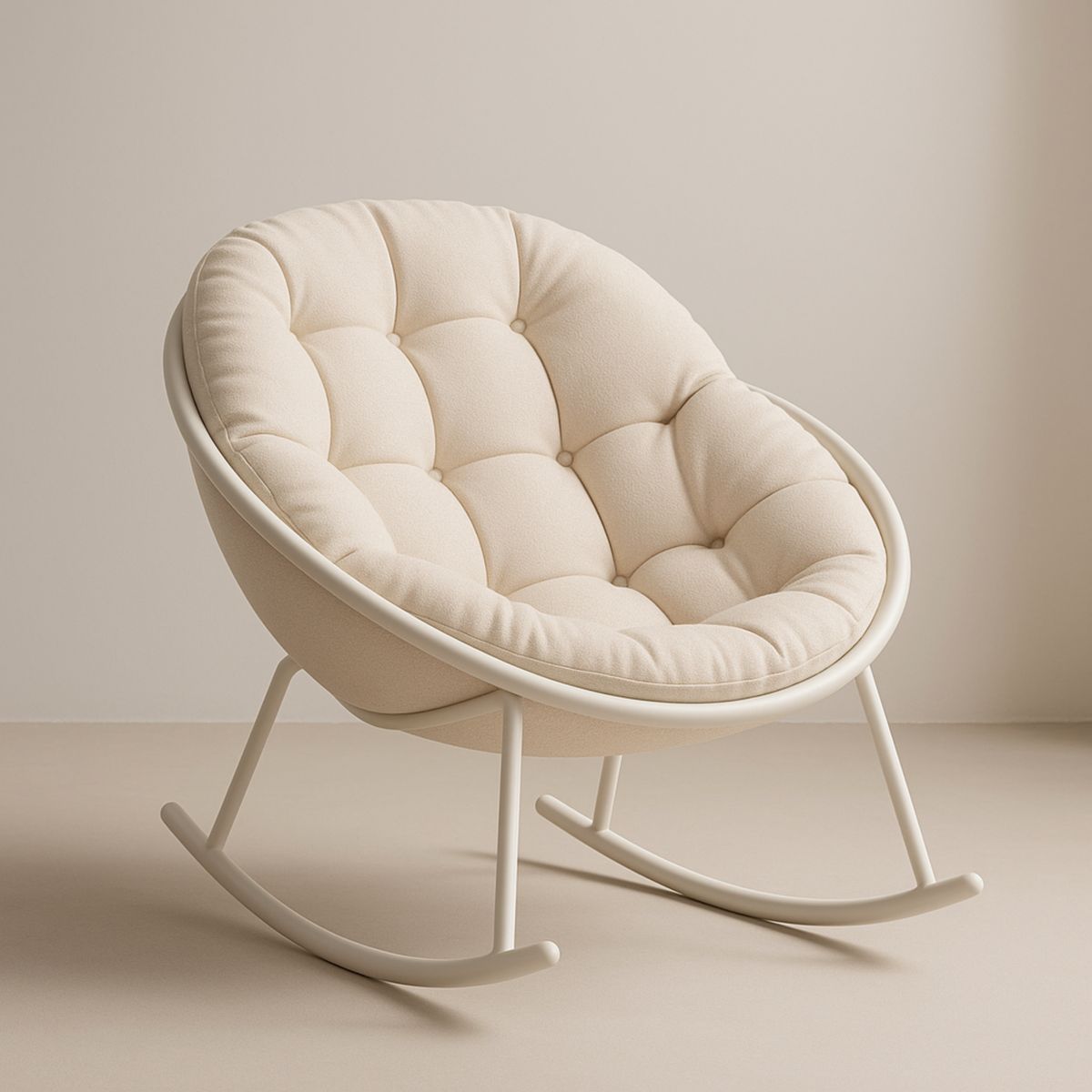 Chaise à bascule en métal et tissu beige 85x85x80 cm