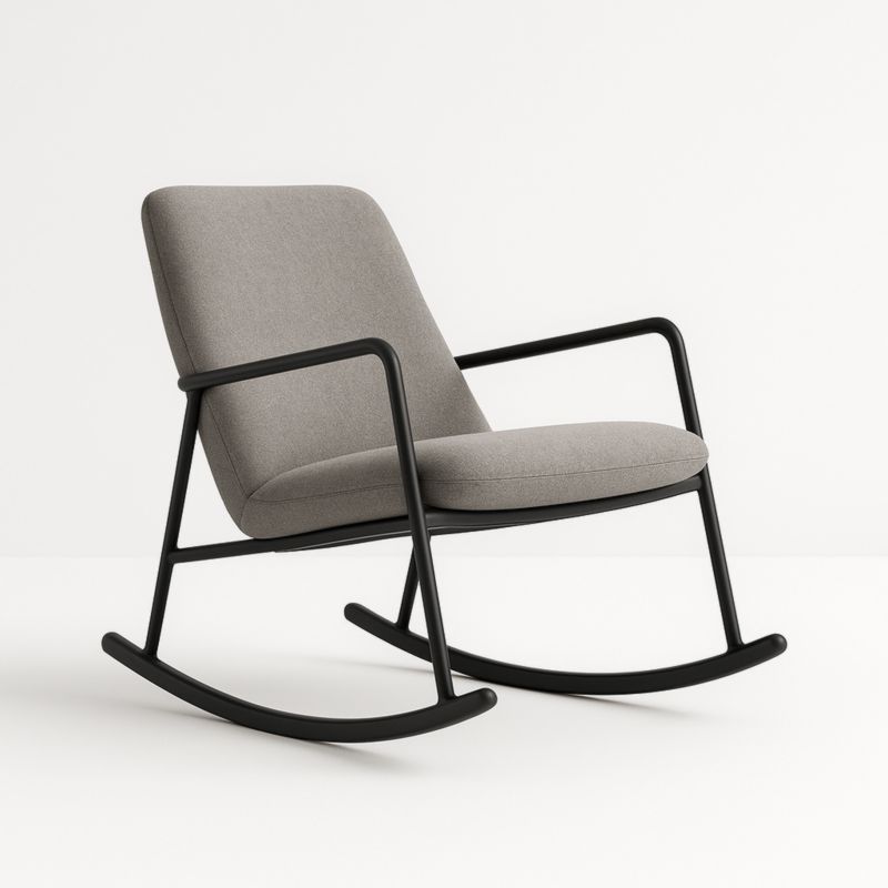 Fauteuil à bascule en métal et tissu gris 76x66x81 cm