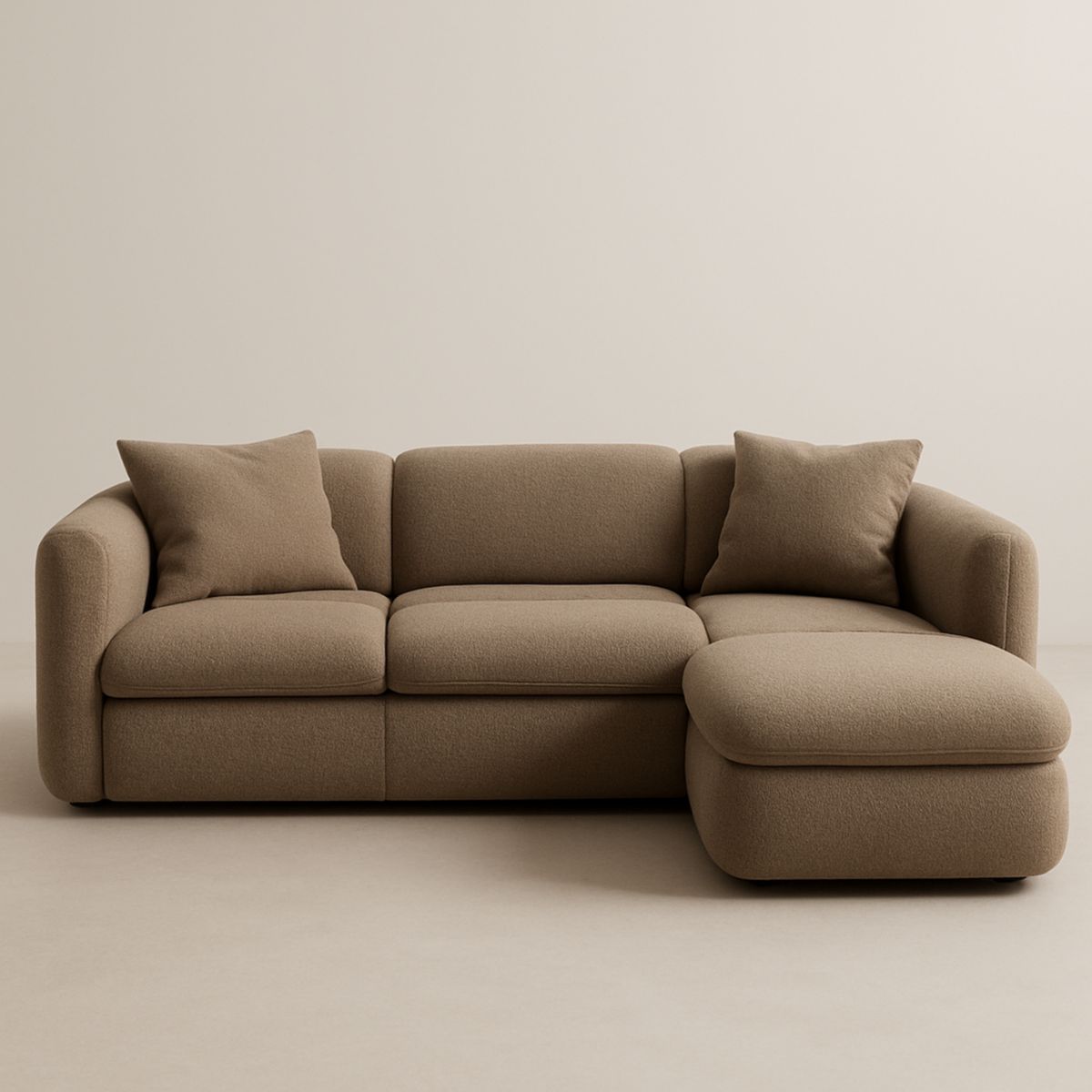 Canapé d'angle en tissu brun