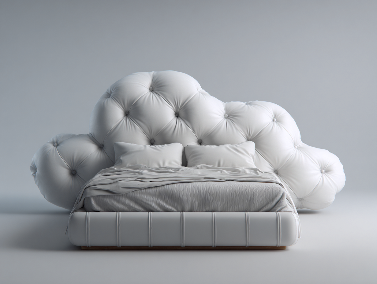 Cama doble tapizada 200 x160 x120cm - blanco - para dormitorio - cabecero acolchado diseño nube-Denuphome