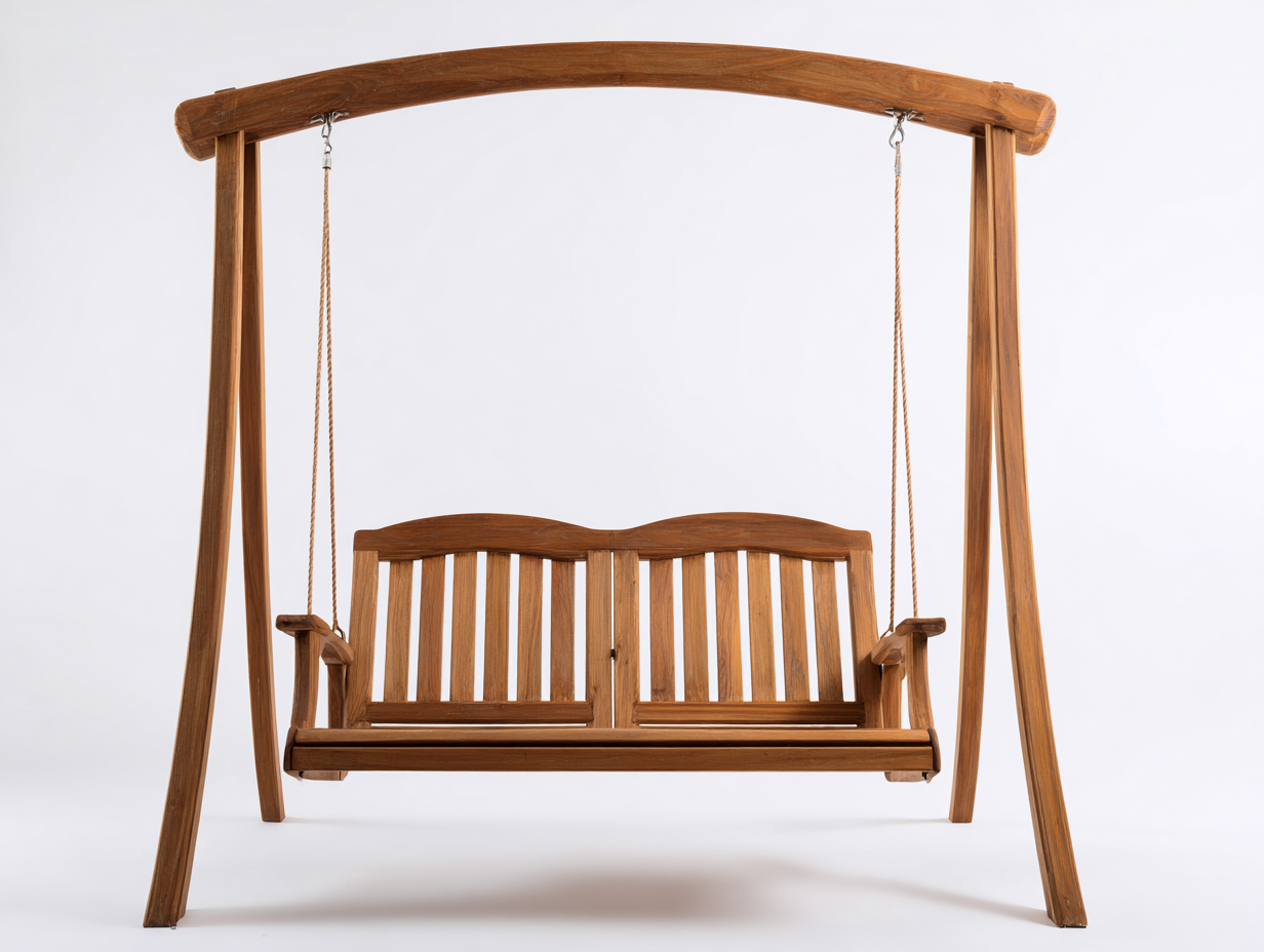 Columpio de jardín de madera maciza 200 x120 x205cm - tono natural - para jardín - asiento suspendido-Denuphome