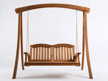 Columpio de jardín de madera maciza 200 x120 x205cm - tono natural - para jardín - asiento suspendido-Denuphome