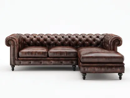 Sofá rinconera de cuero auténtico 295 x170 x78cm - marrón oscuro/negro - para salón - estilo clásico-Denuphome