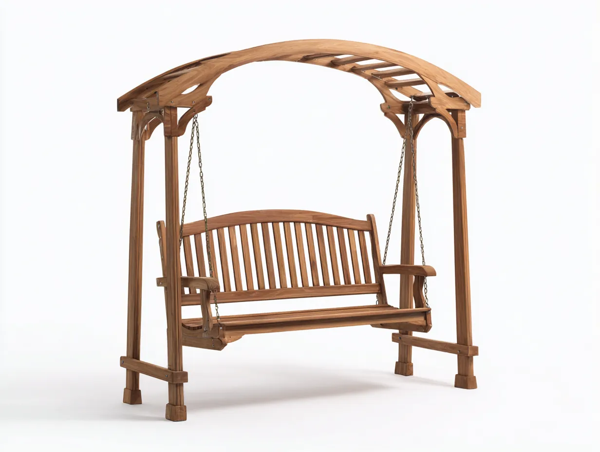 Columpio de jardín de madera maciza 180 x125 x200cm - tono natural - para jardín - asiento suspendido-Denuphome