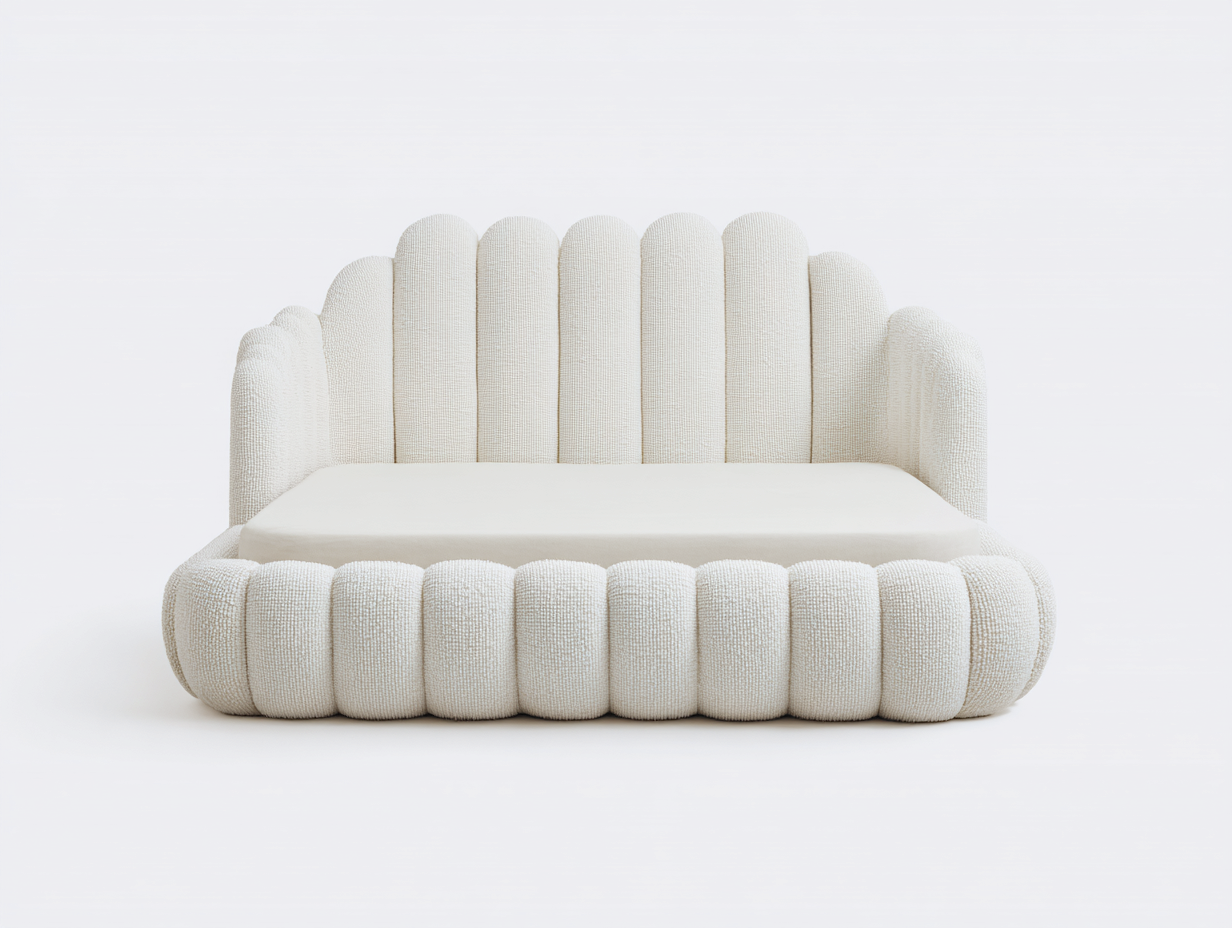 Cama doble tapizada 200x160x110 cm - tejido - beige - para dormitorio - diseño contemporáneo-Denuphome