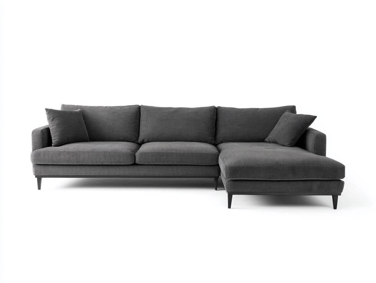 Sofá rinconera de tela 285 x170 x78cm - gris oscuro - para salón - chaise longue integrada-Denuphome
