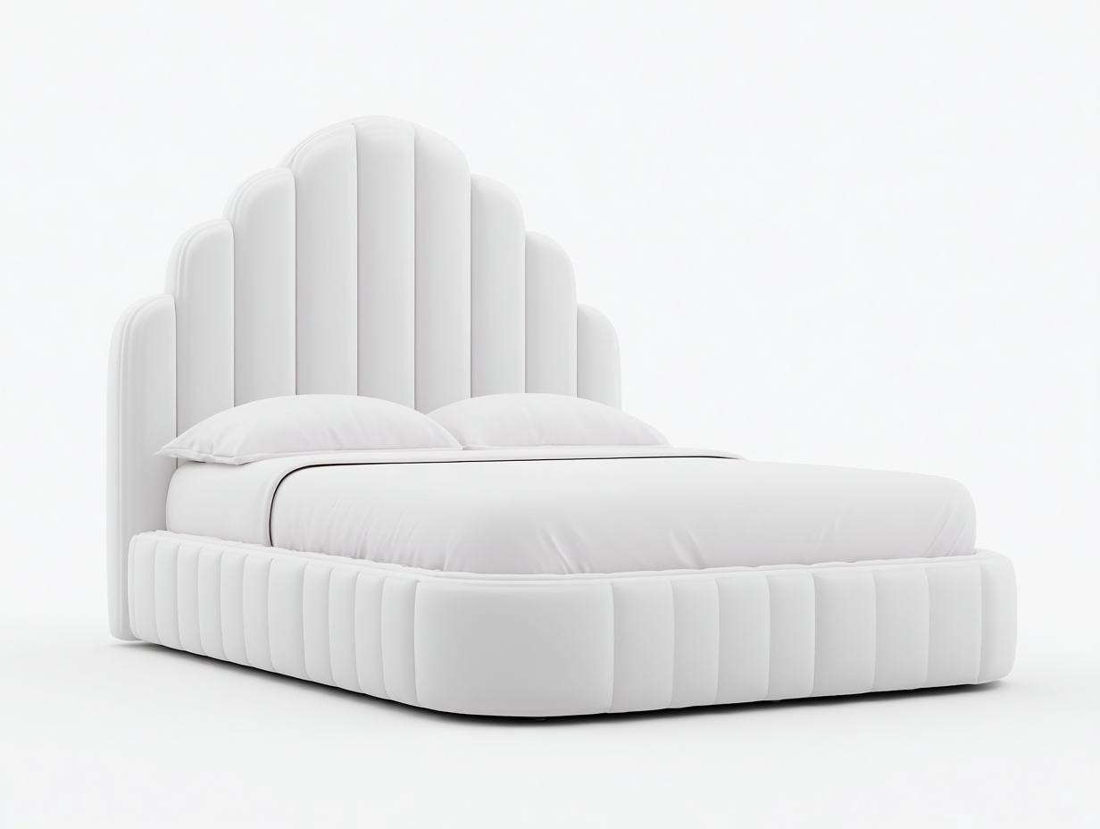 Cama doble tapizada 200 x160 x110cm - blanco - para dormitorio - diseño contemporáneo-Denuphome