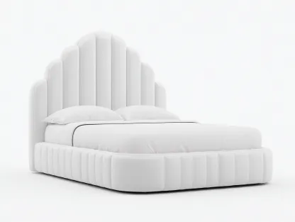 Cama doble tapizada 200 x160 x110cm - blanco - para dormitorio - diseño contemporáneo-Denuphome