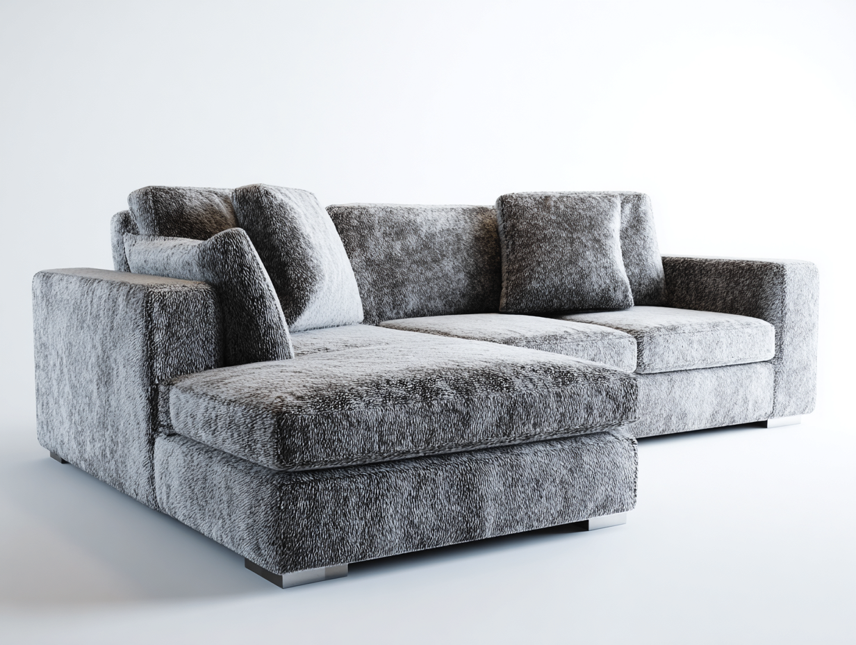 Sofá rinconera tapizado 290x170x85 cm - tejido suave - gris - para salón - confort amplio-Denuphome