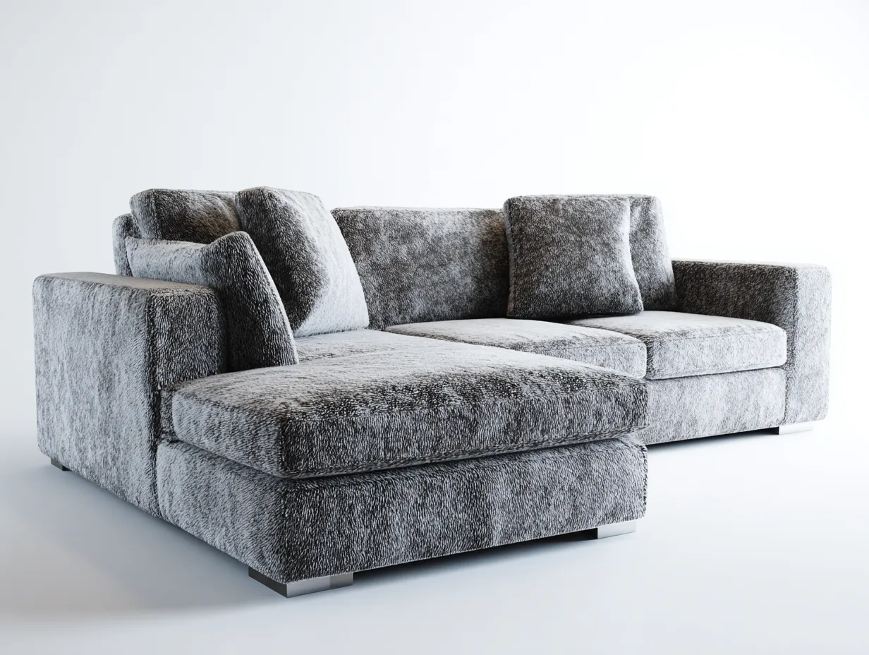 Sofá rinconera tapizado 290x170x85 cm - tejido suave - gris - para salón - confort amplio-Denuphome