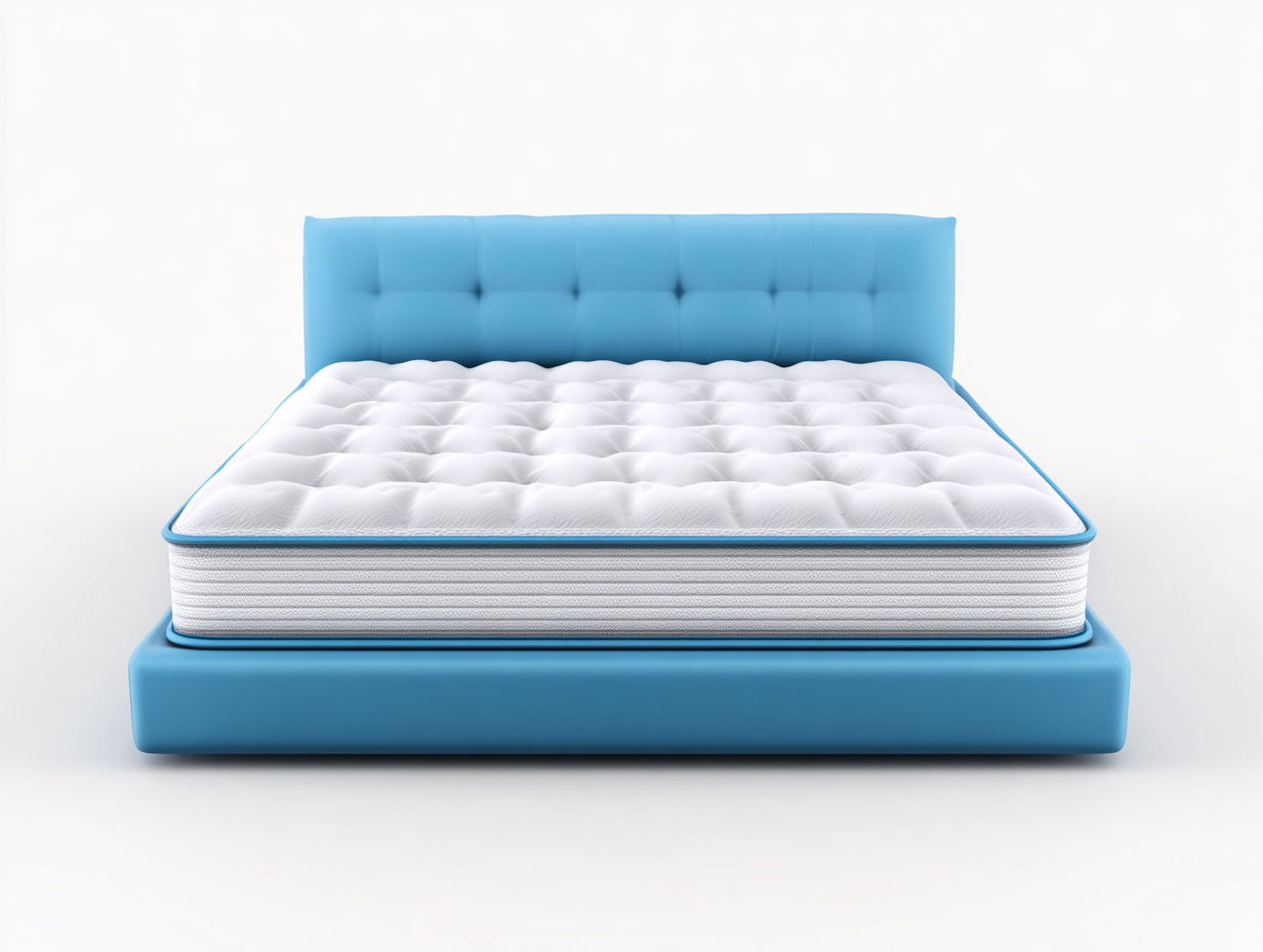 Cama doble tapizada 200x160x105 cm - tejido - azul - para dormitorio - diseño moderno-Denuphome