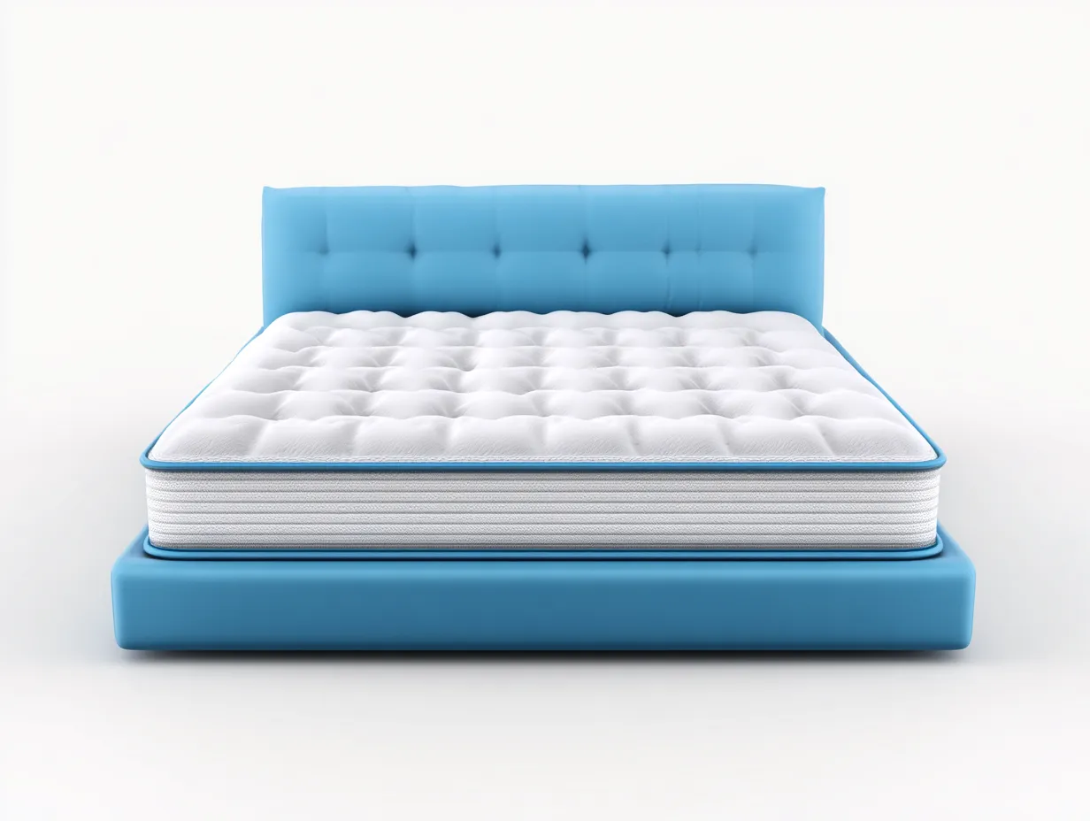 Cama doble tapizada 200x160x105 cm - tejido - azul - para dormitorio - diseño moderno-Denuphome