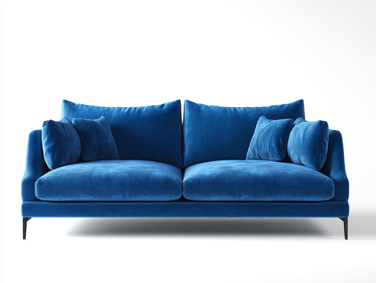 Sofá de tres plazas tapizado 215x95x85 cm - tela - azul - para salón - estilo moderno-Roommyshop