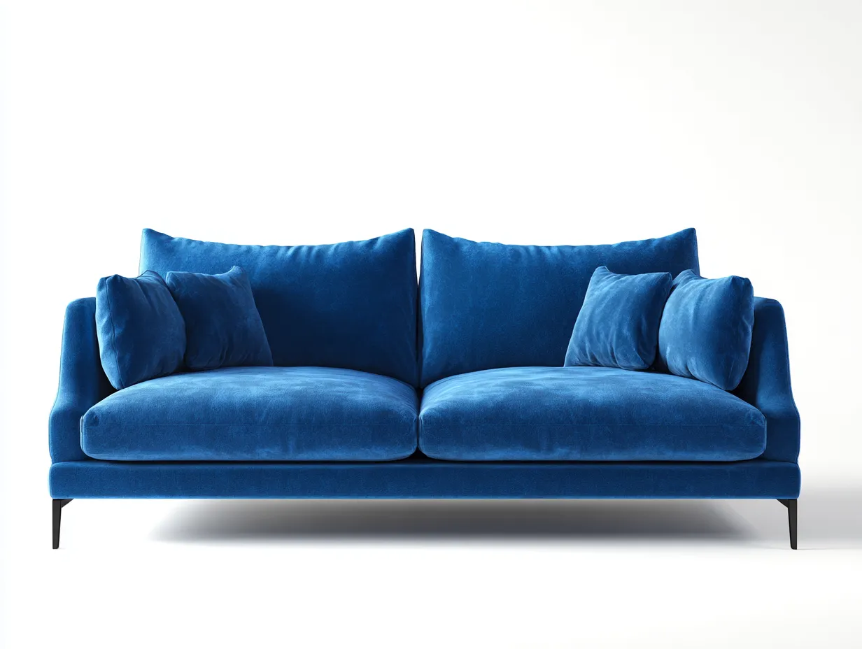 Sofá de tres plazas tapizado 215x95x85 cm - tela - azul - para salón - estilo moderno-Roommyshop