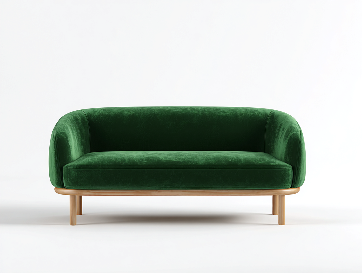 Sofá de terciopelo 2 plazas 160x80x75 cm - madera y tejido - verde oscuro/tono natural - para salón - diseño moderno-Roommyshop