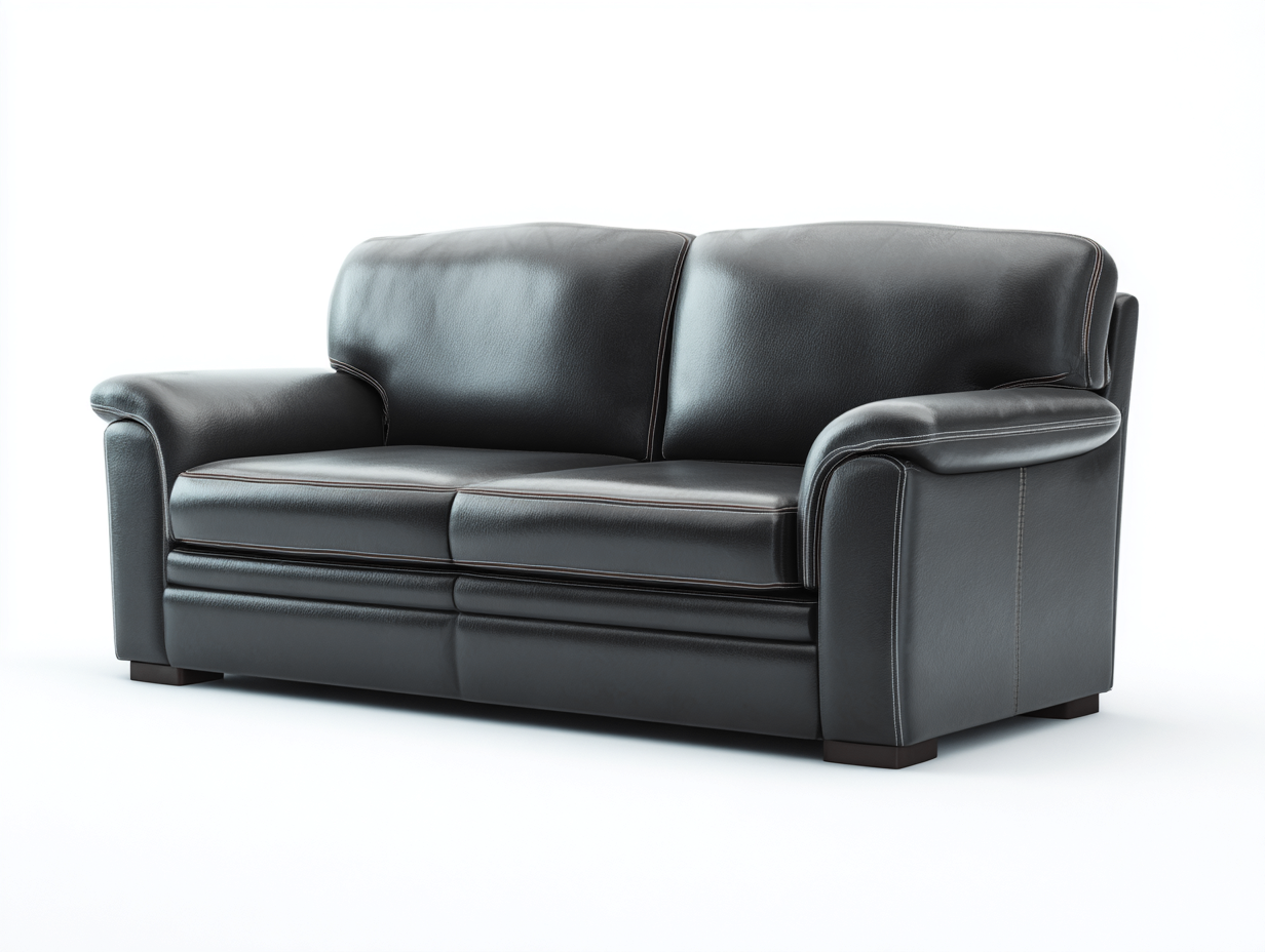 Sofá de dos plazas de cuero auténtico 160x90x85 cm - negro - para salón - diseño clásico-Roommyshop