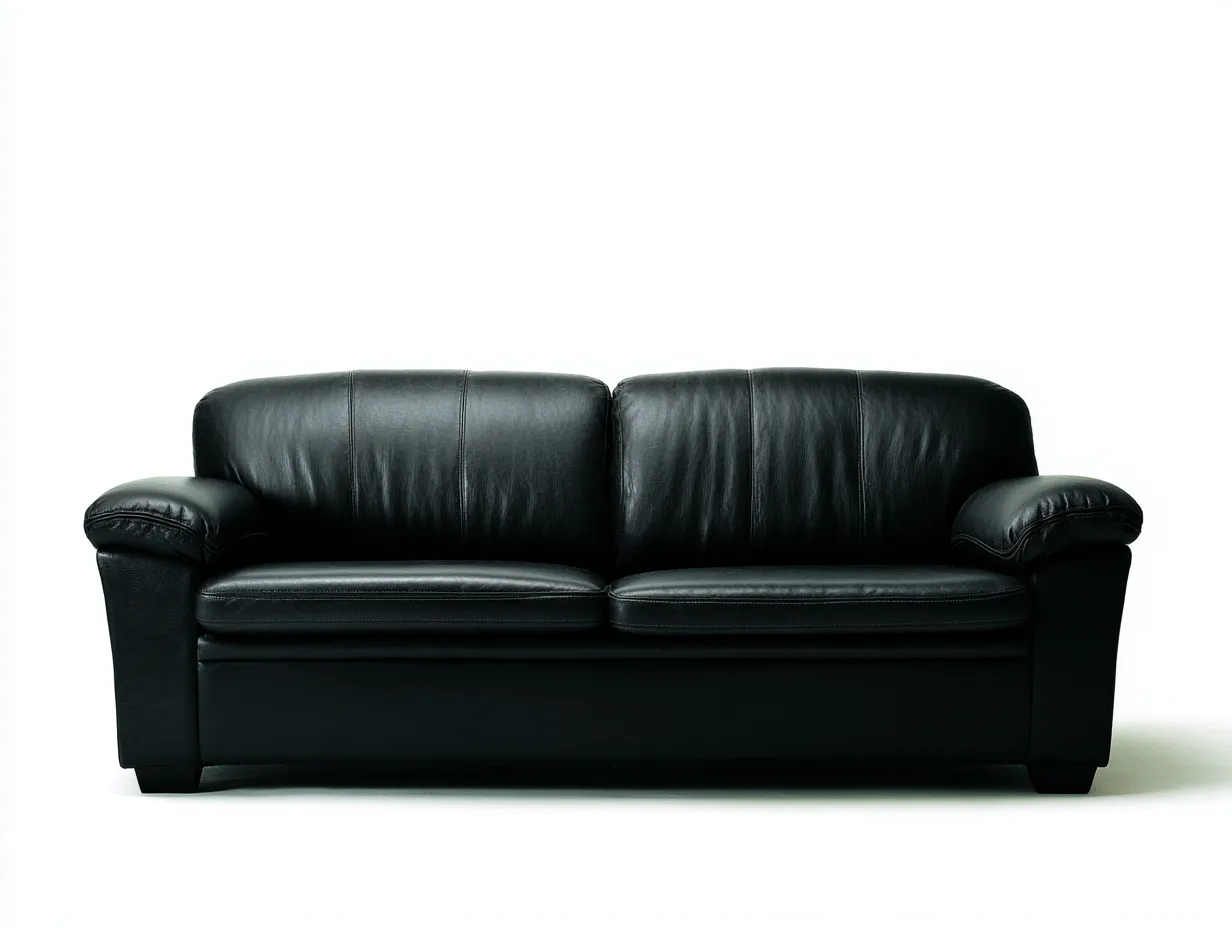 Sofá de cuero 3 plazas 210x90x85 cm - negro - para salón - estilo clásico-Roommyshop