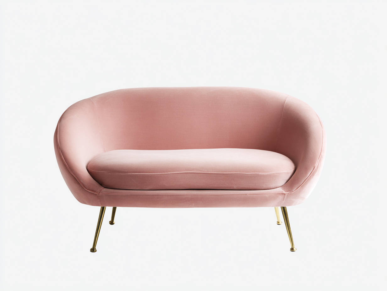 Sofá de dos plazas de terciopelo 160x78x76 cm - rosa claro/dorado - para salón - diseño moderno-Roommyshop