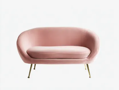Sofá de dos plazas de terciopelo 160x78x76 cm - rosa claro/dorado - para salón - diseño moderno-Roommyshop